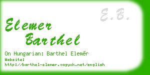 elemer barthel business card